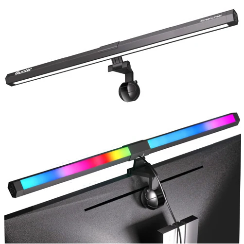 Quntis Monitor Light RGB PRO Backlight, Eye-Care Dual Light Computer Light Bar Gaming Office Desk Lamp, 15 Modes Dimmable Backlight, 3 Color Temperature Adjustable Brightness, Ra95 Screen Light Bar