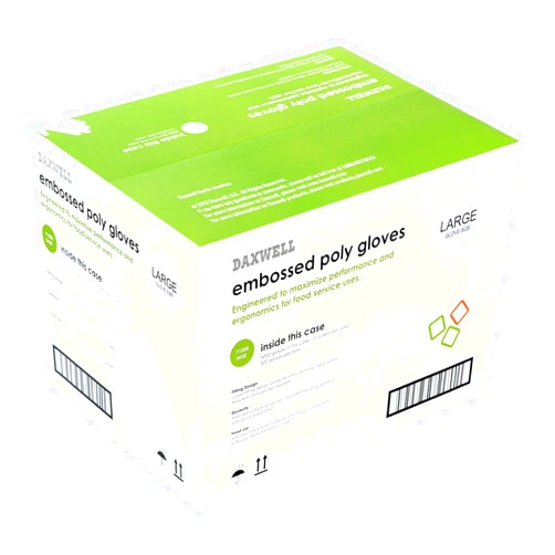Daxwell Poly Gloves, Embossed, Large, Clear, F10003430 (Case of 5,000; 10 Boxes of 500)