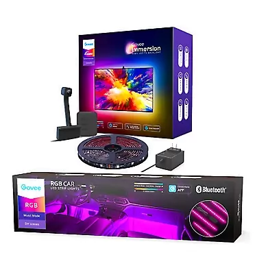 Govee Interior Lights for Car Bundle with Govee Immersion TV LED Backlights with Camera, Compatible with Alexa & Google Assistant, App Control, Lights and Music Sync, Adapter