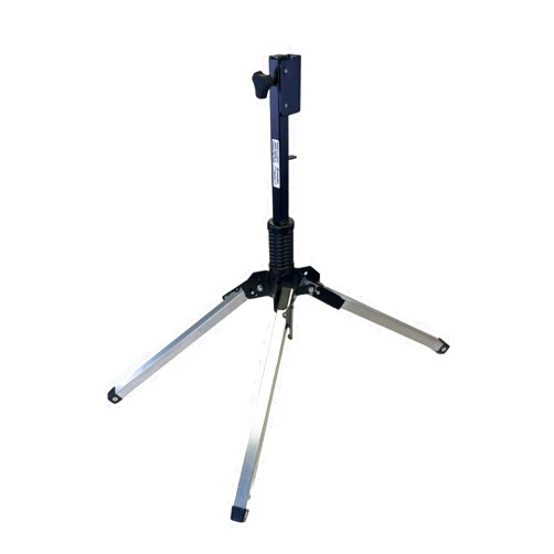 EASTERN METAL SIGNS AND SAFETY-Aluminum Coil Spring-Wind-Deflectable Compact Sign Stand, Short Leg, Kick-Lever Leg-Release, Spin Handle for Roll up Sign (Sign NOT Included)