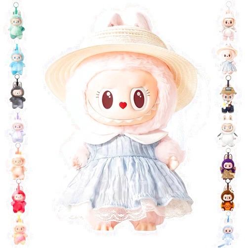 GUOXINKE Labubu Keychain Spring Wild Angel Edition Limited Plush Pendant For Bags Backpacks Keys Soft Adorable Gift For Fans