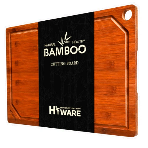 Hiware Wood Cutting Boards for Kitchen, Heavy Duty Bamboo Cutting Board with Juice Groove, Bamboo Chopping Board Set for Meat, Vegetables - 18