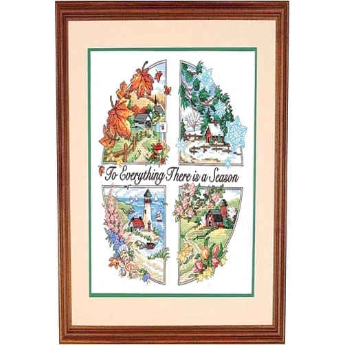Dimensions 'Season for Everything' Stamped Cross Stitch Kit, 14'' W x 14'' H,White