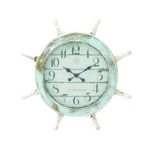 Deco 79 Wood Sail Boat Decorative Wall Clock Ship Wheel Wall Clock for Home, Wall Clock for Room 28