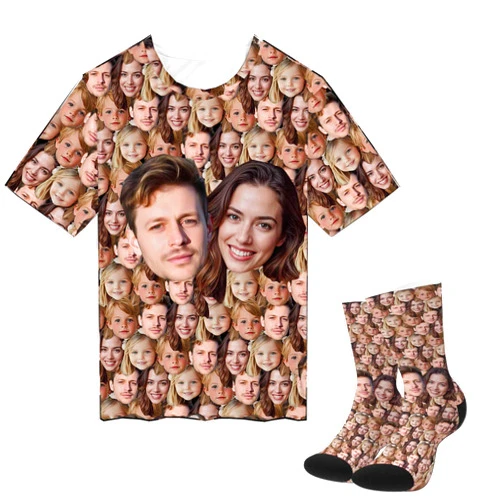 M YESCUSTOM Custom T Shirt for Men Women Personalized Funny Face Shirt with Faces on Them Customized Unisex T-Shirt Design Your Own