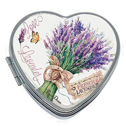 Lissom Design Heart-Shaped Mini Jewelry/Pill Box, Lavender Allure