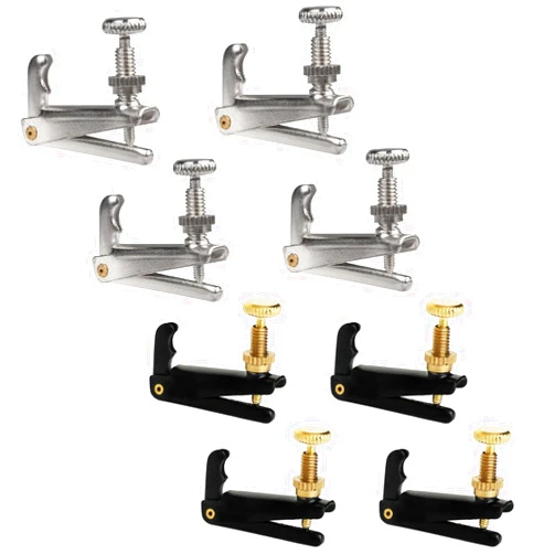 TUOREN 8Pcs/Set Violin Fine Tuner String Adjuster Metal Fine Tuner Violin Parts for 3/4-4/4 Violin (Black & Silver)