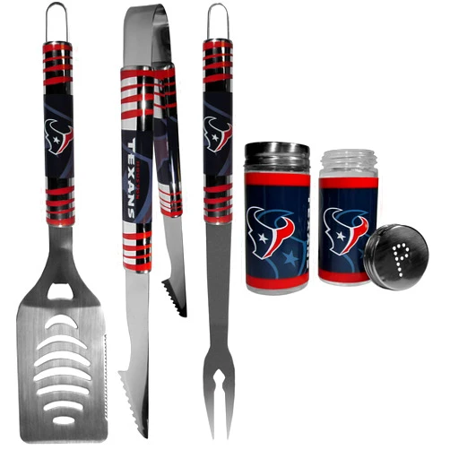 Siskiyou NFL Siskiyou Sports Fan Shop Houston Texans 3 pc Tailgater BBQ Set and Salt and Pepper Shaker Set One Size Team Color