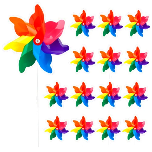 Tsocent 7 Colors Mixed Pinwheels, Toy Wind Spinners and Party Favors Gifts for Kids, Outdoor Decorational Pinwheels for Yard and Garden (Pack of 24)