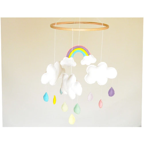 RainbowSmileShop Rainbow nursery mobile Cloud baby mobile raindrops cot mobile rainbow baby Raibow nursery decoration rainbow rain nursery rainbow cloud