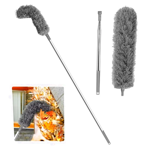 SCHAI Gutter Cleaning Brush Roofing Tool with Telescopic Extendable Telescopic Pole 8.3ft Guard Cleaner Tool Easy Remove Leaves and Debris from The Groun