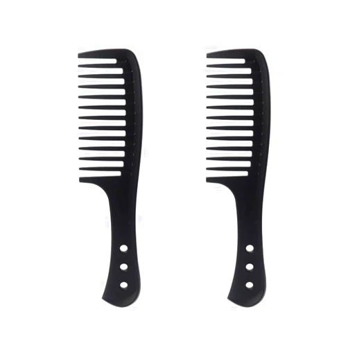 ShuoHui Sularpek Comb for Curls, Comb Wide Tines Comb Antistatic, Premium Coarse Zinc Carbon Comb, Barber Hair Styling Salon Curling Comb Heat Resistant Antistatic Carbon Comb Pack of 2, Black