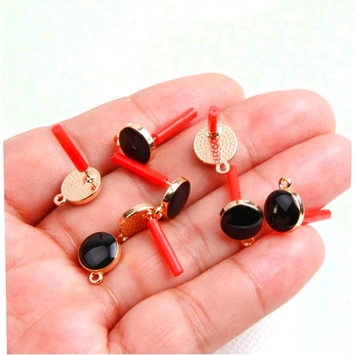 Aorvoras Gold Plated Alloy Earring Post -Alloy Earring Charms-Coin Shape Earring Connector-Earring Pendant-Earring Findings Jewelry Supply (20PCS)