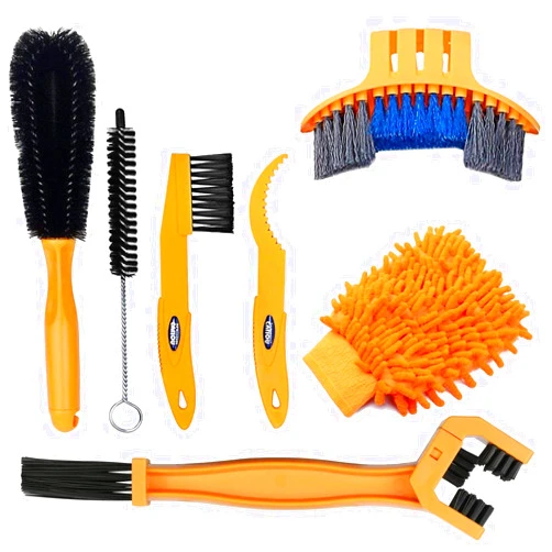 SINGARE 7pcs Bicycle Bike Cleaning Tools Set, Bike Clean Brush Kit Suitable for Mountain, Road, City, Hybrid, BMX and Folding Bike