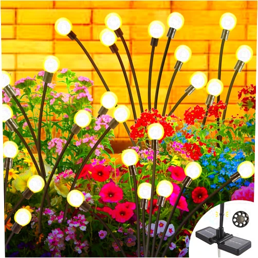 Yestark Firefly Solar Garden Lights Plus+, Swaying Fairy Garden Lights, Yard Decor Outdoor, Waterproof Solar Plant Lights for Outside Patio Pathway.(4 Pack)