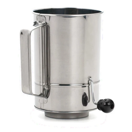 RSVP International Endurance® Stainless Steel Crank Style Flour Sifter, 5 Cup | Sift Flour & Dry Ingredients for Baking | Manual Crank | Dishwasher Safe,Silver