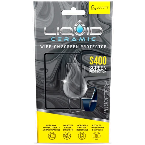 LIQUID CERAMIC Glass Screen Protector With $400 Coverage | Scratch and Shatter Resistant Wipe On Nano Protection for All Phones Tablets and Smart Watches - Universal Fit
