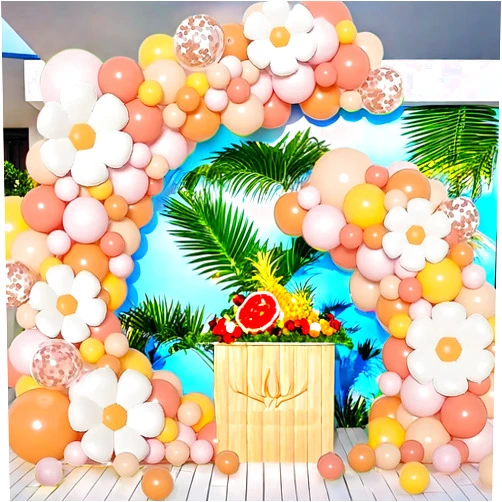 Dolleme 143Pcs Daisy Balloon Garland Arch Kit, Groovy Balloons Kit with Daisy Flower Rainbow Rose Gold Confetti Balloons for Boho Daisy Theme Birthday Baby Shower Wedding Party Decorations