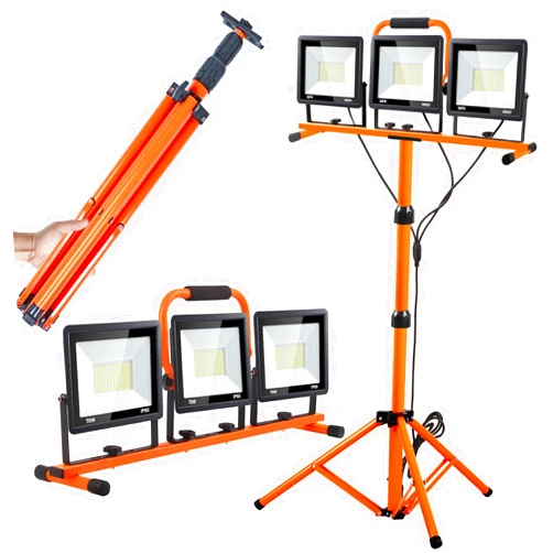 HOHOMETIC 21000 Lumen Work Lights with Stand, 3 Adjustable Head LED Work Light, with Adjustable and Foldable Tripod Stand, Waterproof Lamp with Individual Switch with 6500 Kelvin Color Temperature