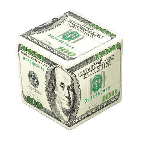Kugoa 3x3 Magic Cube with 100 Dollar Bill Pattern US Banknote Design Puzzle Cube for Child Adults Toys Smooth Turning Collectible Novelt Speed Cube