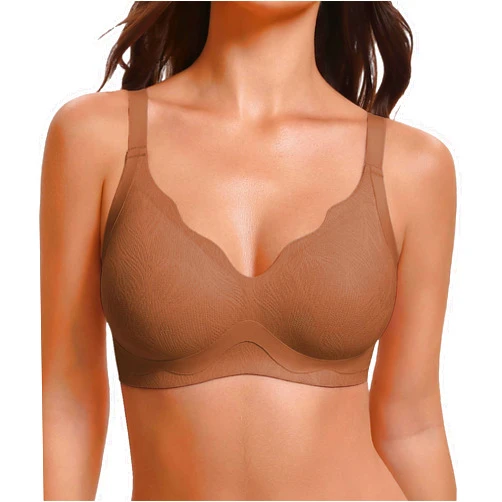 Avidlove Wireless Bras for Women Comfort Seamless Jelly Bra V Neck T Shirt Bralette Everyday Bras