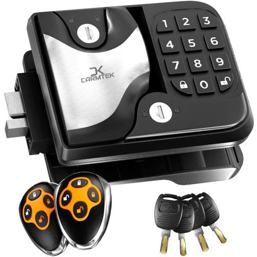 CARMTEK - 10 Digits RV Keyless Entry Door Lock | 100% Metal RV Door Lock Keyless Entry | Keyless RV Door Locks w/ 2 Inside Latches | RV Keyless Locks w/ 2 Fobs | Only Fit 3.75