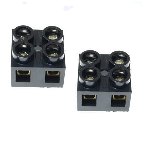 RLECS 2pcs 500V 60A 2 Position Double Row Screw Terminal Block Dual Row Electrical Barrier Terminal Strip Block, Black