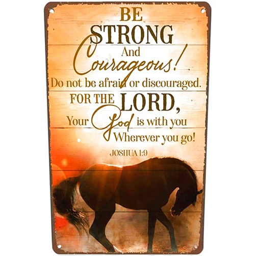 Nichpedr Puzzles Horse Be Strong and Courageous Bar Sign Country Farm Jigsaw Puzzles for Adults and Families 1000 Piece Wooden Puzzles HD Quality Photo Sturdy Puzzle Kids