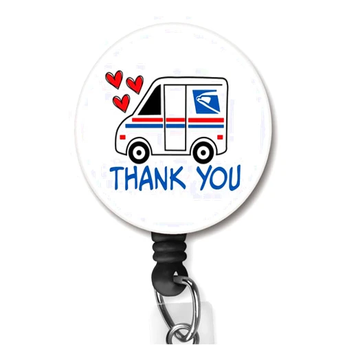 Yzkkbi Mail Truck Retractable Badge Reel ID Card Badge Holder with Alligator Clip Name Badge Holder Office Employee Name Badge