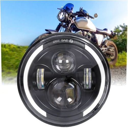 Zmoon 7 inch LED Headlight for Motorcycle with Hi/Low Beam & Amber/White Turn Signal, 7'' DOT Round Headlight Compatible with Harley-Davidson Jeep Wrangler JK LJ CJ Hummer H1 H2, 1PCS