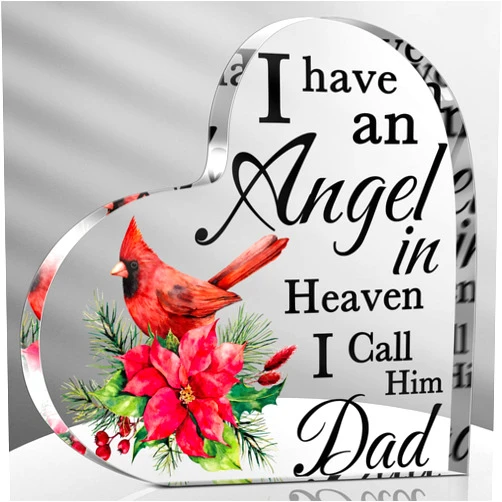 Karenhi Red Memorial Cardinal Gift Sympathy Bereavement Gift in Heaven Christmas Cardinal Memorial Gifts for Loss of Mom/Dad in Memory of Gift Christmas in Heaven Remembrance Gifts (Dad,6 Inch)