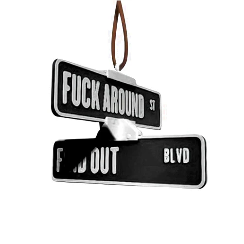 Generic F Around and Find Out Street Sign Hanger,FA-FO Sign Car Hanger, Security Signs Ornaments,3D Printed Rotating Warning Sign Decoration,Funny Car Mirror Ornament