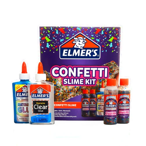 Elmer's Elmer’s Confetti Slime Kit, Slime Supplies Include Metallic Glue, Clear Glue, Confetti Magical Liquid Activator, 4 Count - Perfect for Parties, Gift, Kids Activity Time
