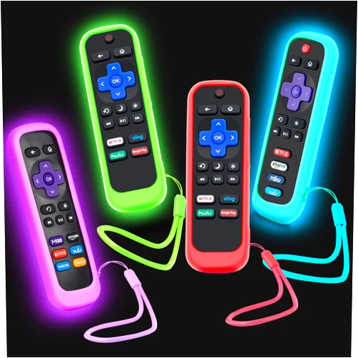 Silicloak 4Pack Case for Roku Remote, Cover for Hisense/TCL Roku TV Steaming Stick/Express Universal Replacement Controller Silicone Sleeve Skin Glow in The Dark Green Sky Purple Red