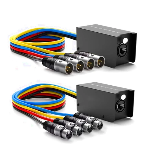 RuiPuo Multi Network Snake Receiver Over Ethercon Cable, Digital Audio Snake Extender for Stage Lighting and Recording Studio Compatible Cat5e/Cat6/Cat7 Ethercon Cabler (3.3 FT XLR Cable 1Pair)