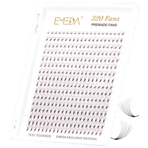 EMEDA 320 Fans Bulk Premade Lash Fans 12D 14D 16D 18D 20D Pointy Base Premade Fans Eyelash Extensions Stable D Curl Pre Fanned Volume Lash Extensions (16D-0.05-D-8-15mm)