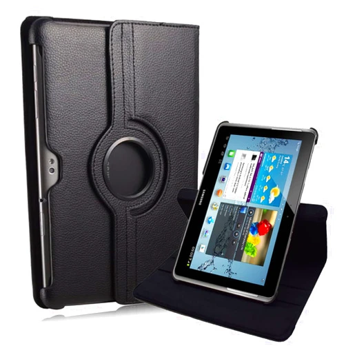 Kuesn Tab 2 10.1 gt-p5100 p5110 Cover case-Folio flip Book Cover case for Samsung Galaxy tab 2 10.1 Elastic Band Closure pu Leather Stand Cover (Black)