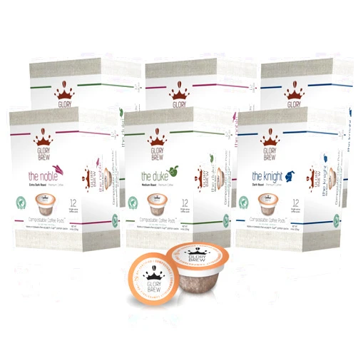 GLORYBREW 72 Compostable Keurig Coffee Pods I Premium Compatible K Cups Coffee Variety Pack I Medium & Dark Roast Coffee I Biodegradable I Rainforest Alliance Certified