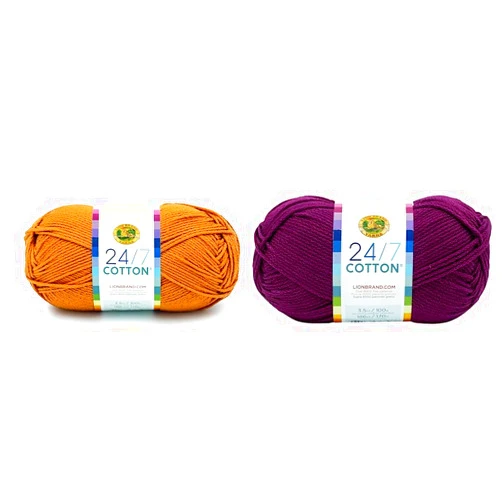 Lion Brand Yarn Lion Brand 24/7 Cotton Yarn Bundle (2 Skeins) | Amber and Beets