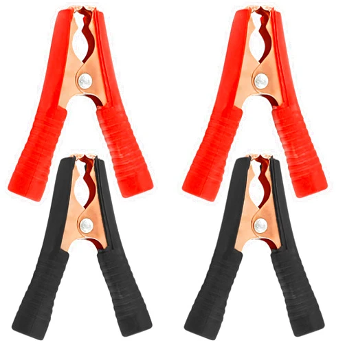 Qjaiune 4Pcs 100A Insulated Alligator Clips Electrical Heavy Duty Alligator Clamps, Battery Replacement Cable Metal Spring Loaded Jumper Clips for Car Auto Vehicle Boat (Red & Black）