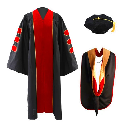 Generic Unisex Deluxe Graduation Cap and Gown, Hood, Tam Doctoral Graduation Gown Regalia by University