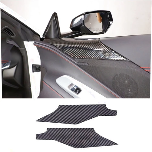 Daeiclru Real Carbon Fiber Car Inner Door Panel Trim Sticker Compatible with Chevrolet Corvette C8 2020-2023, Inner Door A Pillar Lower Panel Sticker (Black)