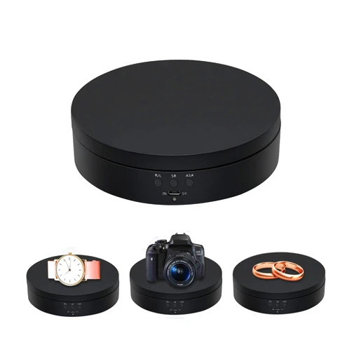 Mcbazel 360 Degree Rotating Display Stand, 5.4 Inch Motorized Spinning Platform, Electric Lazy Susan, Turntable Table Base for Photography, Jewelry, Watch, Cup - Max Load 3kg, Black