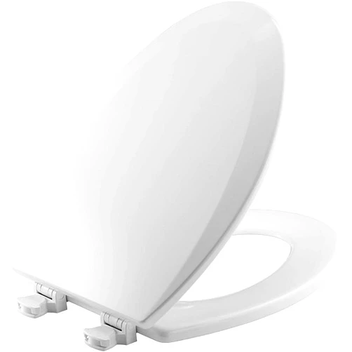 Bemis Toilet Seat with Easy Clean & Change Hinges, Durable Enameled Wood 1 Pack Elongated #.1 Pack (White)