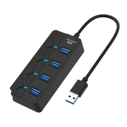 GEKUPEM USB Extension Hub USB Splitter Multi USB 3.0 Hub High Speed 4/7 Ports LED Splitter for MacBook Pro, iMac, PC, Laptop, USB Flash Drives-4 Port