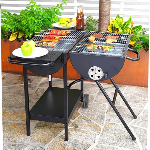 AXLTFDH Charcoal Grill with Offset Smoker, Outdoor Barrel Barbecue Grill Set for Camping Grilling Smoking, Thick Iron Steel & Design of double-sided baking net…