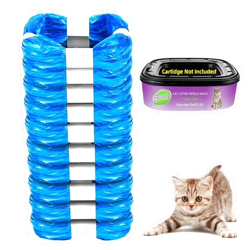 LONMATO 10 Pack Cat Litter Refills Scented Bag Compatible with Your Standard and Plus Litter Disposal Refill Cartridge, Universal Litter Refills Bags (Not Include Cartridge)