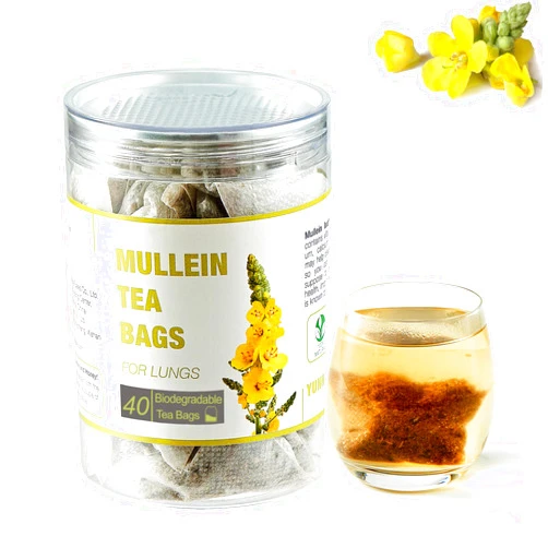 YUNHAHA 40 Bags Dried Mullein Leaf Tea for Lungs - Lung Detox Cleanse Tea for Smokers - Organic Herbal Mullen Mullien Tea for Breathe Easy - Caffeine-Free, Immune Support