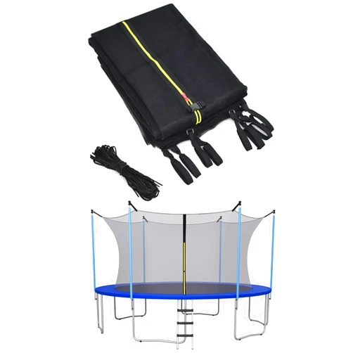Giantex Trampoline Safety Net w/Adjustable Straps, 8 10 12 14 15 16Ft Weather-Resistant Replacement Enclosure Net with Double-Headed Zipper, Protection Buckle, Poles Not Included