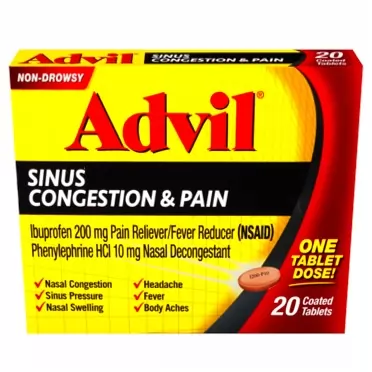 Advil Sinus Congestion & Pain, Coated Tablets 20 ea ( Pack of 2)